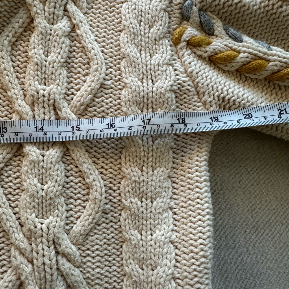 Michael Stars Cream Cable Knit Chunky Cardigan with Braided color Sleeve XS - Picture 8 of 10